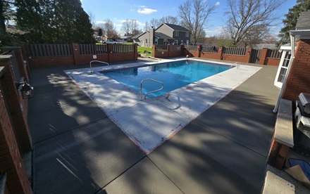 photo of a squared off pool patio