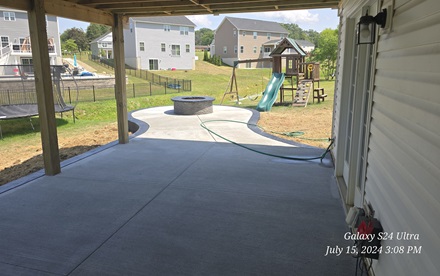 photo of a curved concrete patio