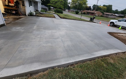 photo of a finished concrete driveway